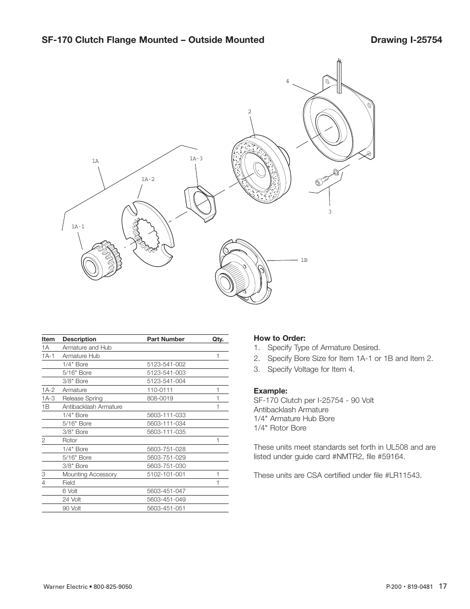 Warner Electric SFC-120, SFC-170, SFC-250, SFC-400 Bearing Mounted, Flange Mounted User Manual | Page 17 / 46
