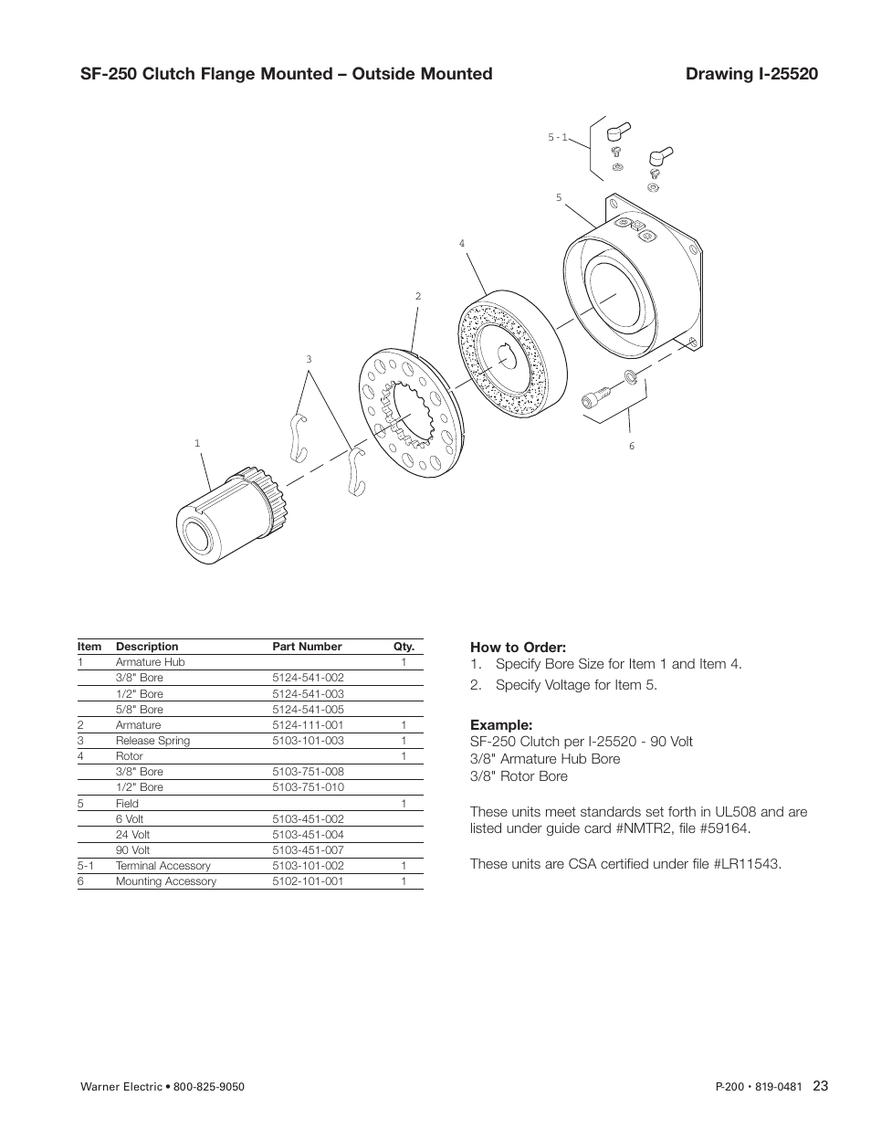 Warner Electric SFC-120, SFC-170, SFC-250, SFC-400 Bearing Mounted, Flange Mounted User Manual | Page 23 / 46