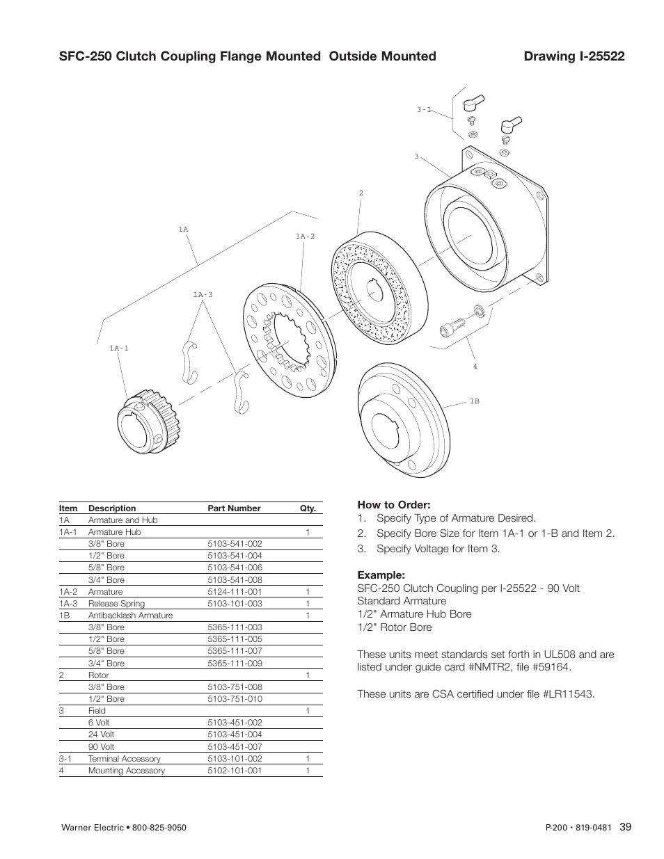 Warner Electric SFC-120, SFC-170, SFC-250, SFC-400 Bearing Mounted, Flange Mounted User Manual | Page 39 / 46