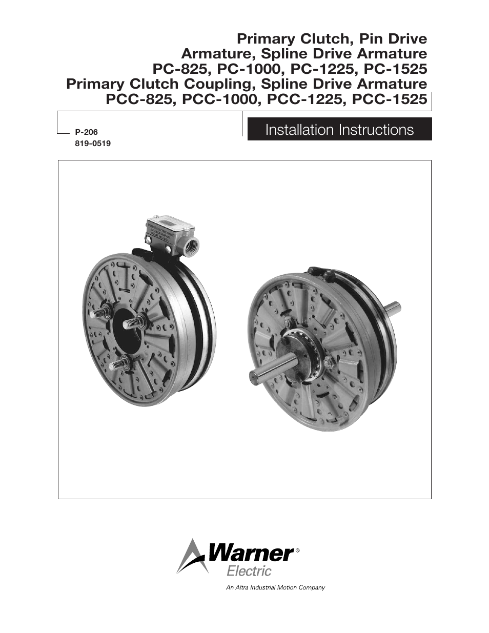 Warner Electric PCC-825, PCC-1000, PCC-1225, PCC-1525 User Manual | 42 pages