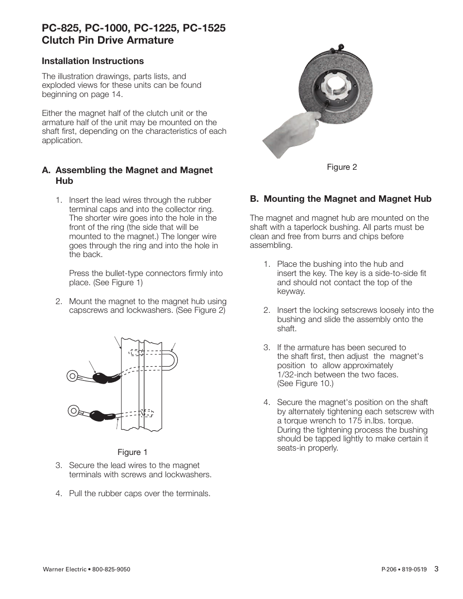 Warner Electric PCC-825, PCC-1000, PCC-1225, PCC-1525 User Manual | Page 3 / 42