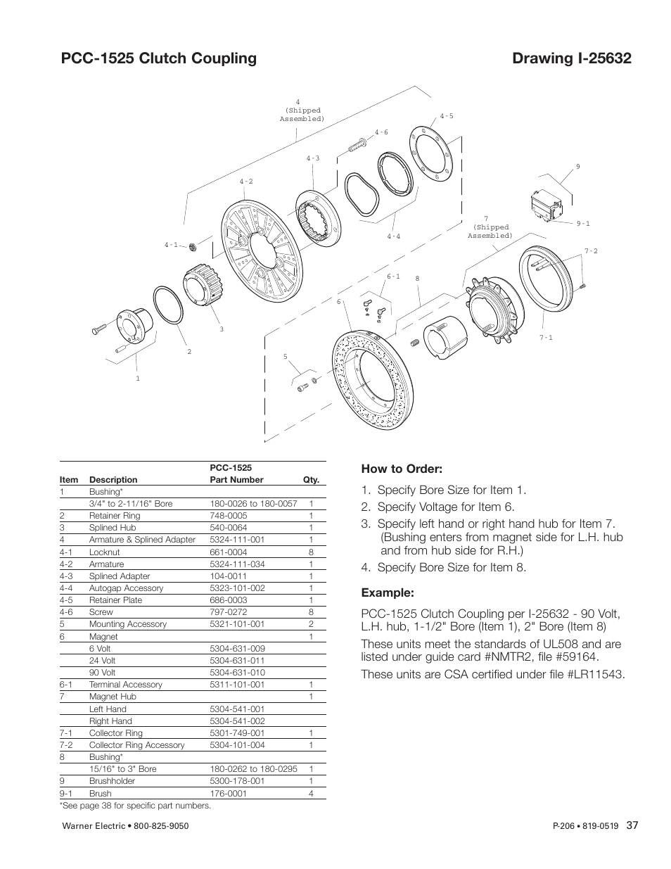 Warner Electric PCC-825, PCC-1000, PCC-1225, PCC-1525 User Manual | Page 37 / 42