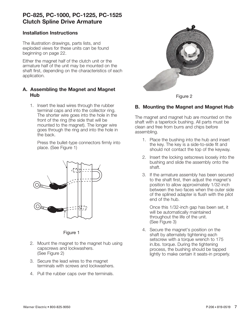 Warner Electric PCC-825, PCC-1000, PCC-1225, PCC-1525 User Manual | Page 7 / 42