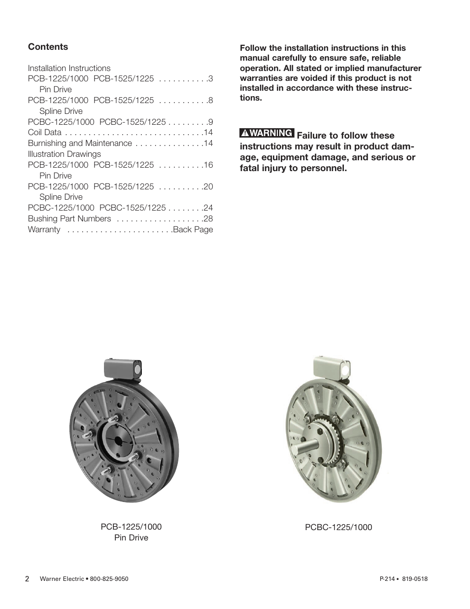 Warner Electric PCBC-1525_1225 User Manual | Page 2 / 30