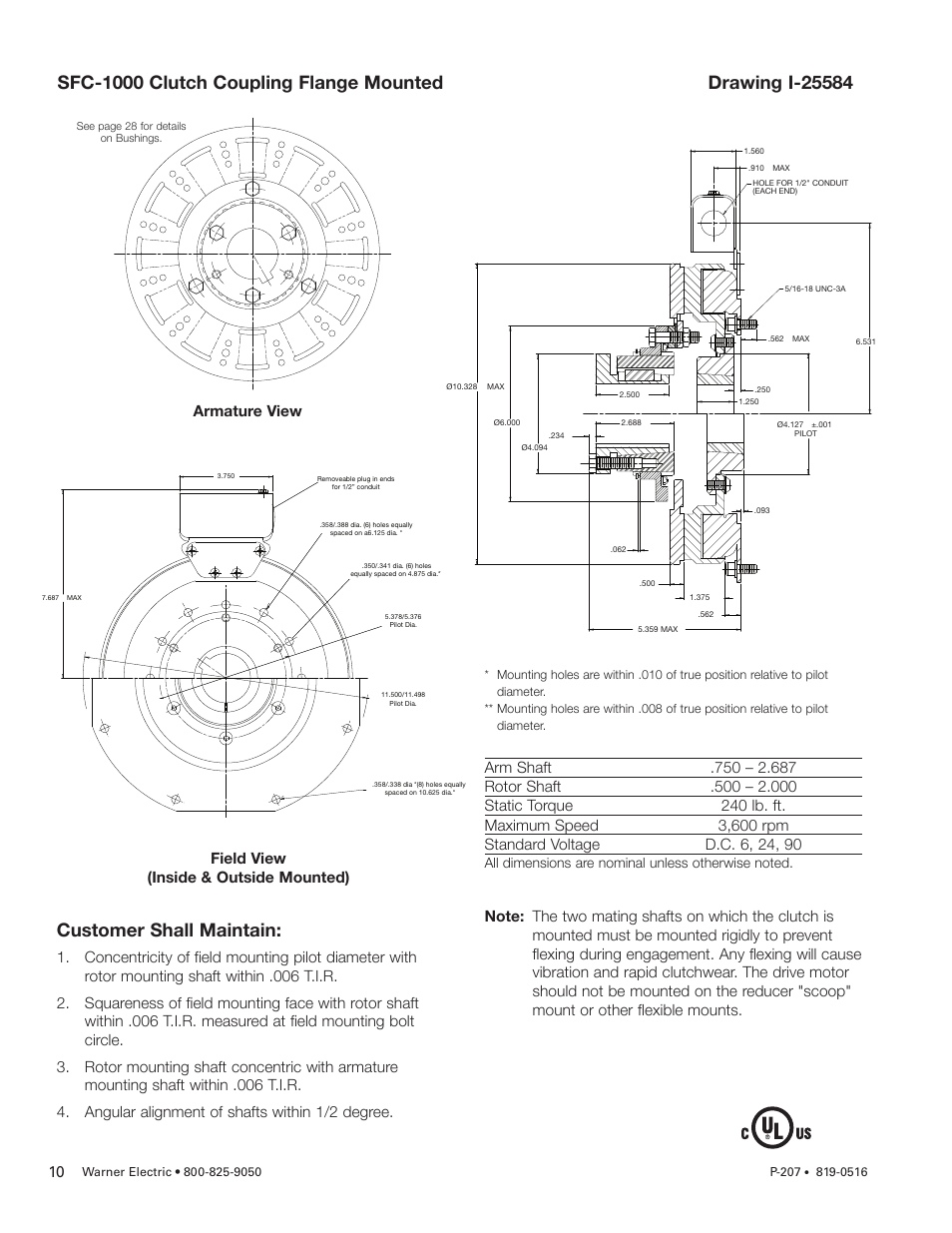 Customer shall maintain | Warner Electric SFC-1525 User Manual | Page 10 / 32