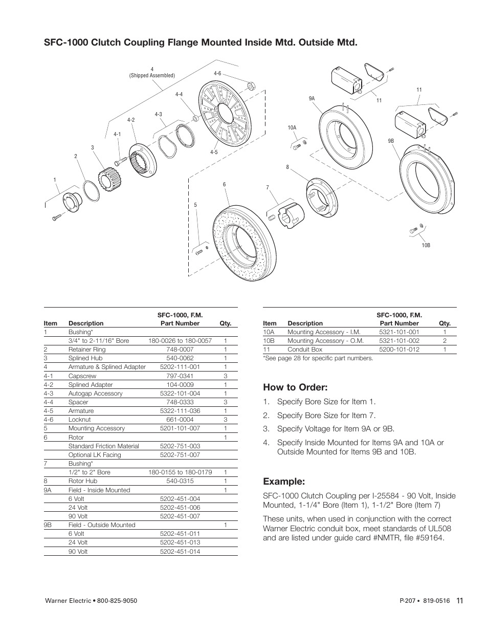 How to order, Example | Warner Electric SFC-1525 User Manual | Page 11 / 32