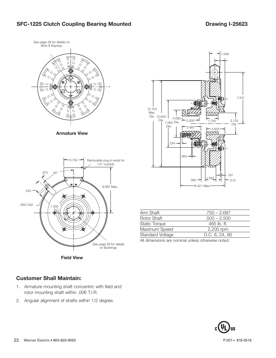 Customer shall maintain | Warner Electric SFC-1525 User Manual | Page 22 / 32