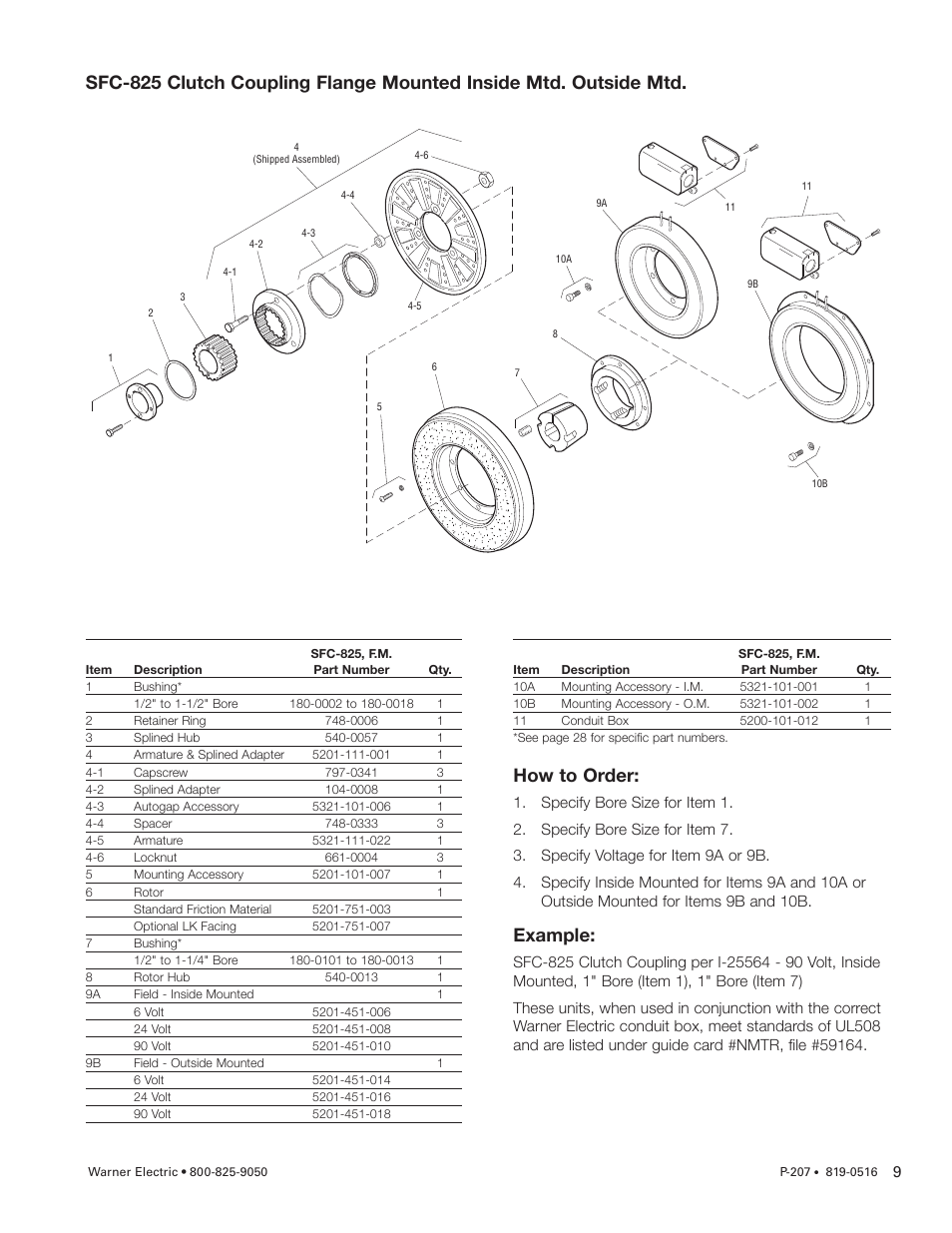 How to order, Example | Warner Electric SFC-1525 User Manual | Page 9 / 32