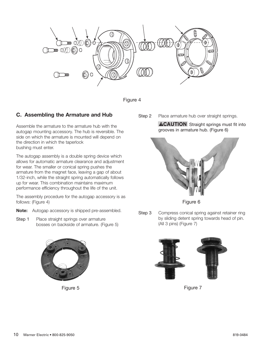 C. assembling the armature and hub | Warner Electric PCBC-500 Clutch_Brake Coupling User Manual | Page 10 / 35