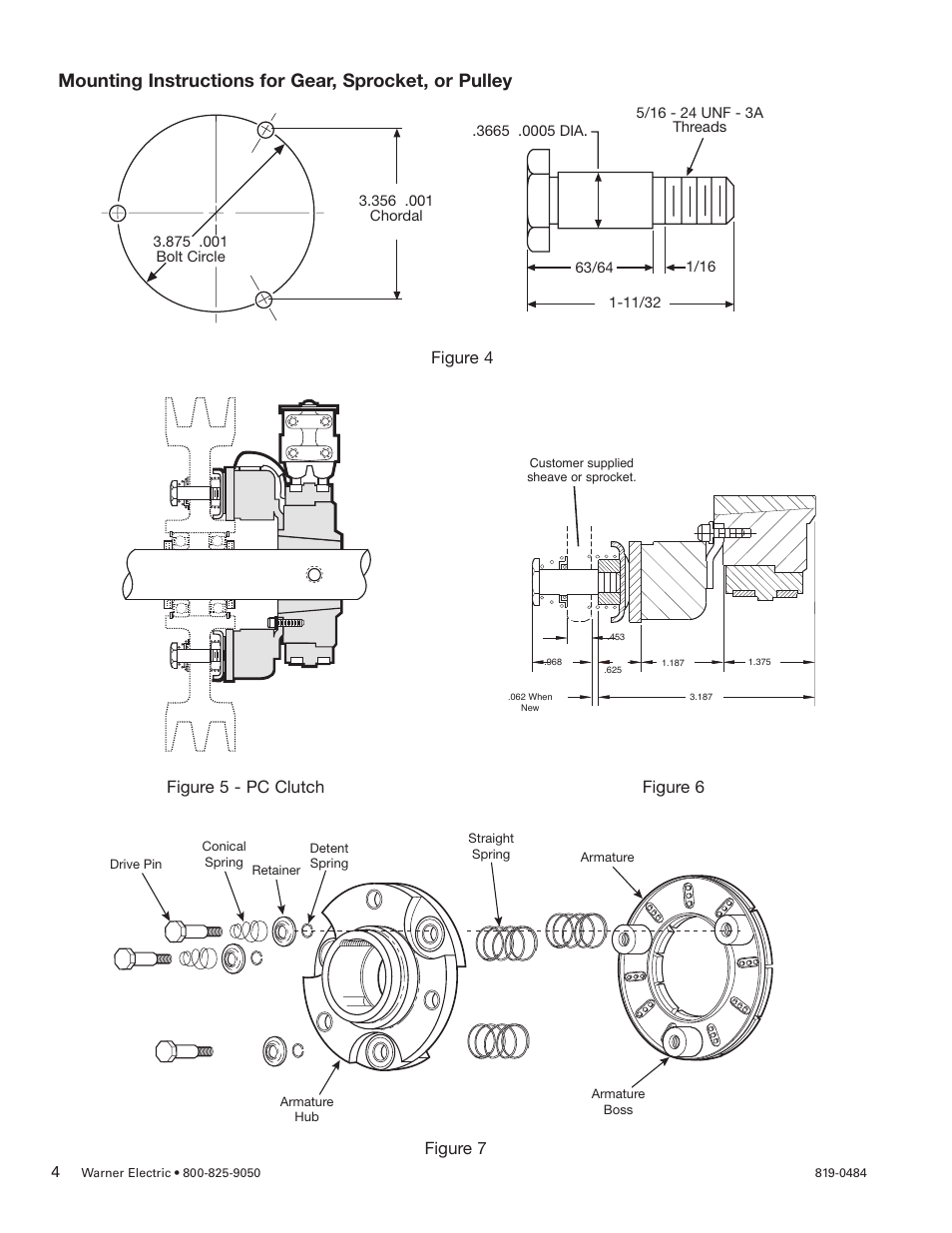 Figure 4, Figure 7, Figure 6 figure 5 - pc clutch | Warner Electric PCBC-500 Clutch_Brake Coupling User Manual | Page 4 / 35