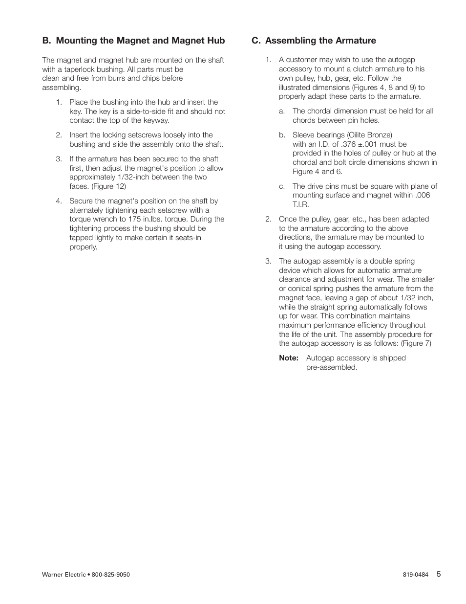 Warner Electric PCBC-500 Clutch_Brake Coupling User Manual | Page 5 / 35