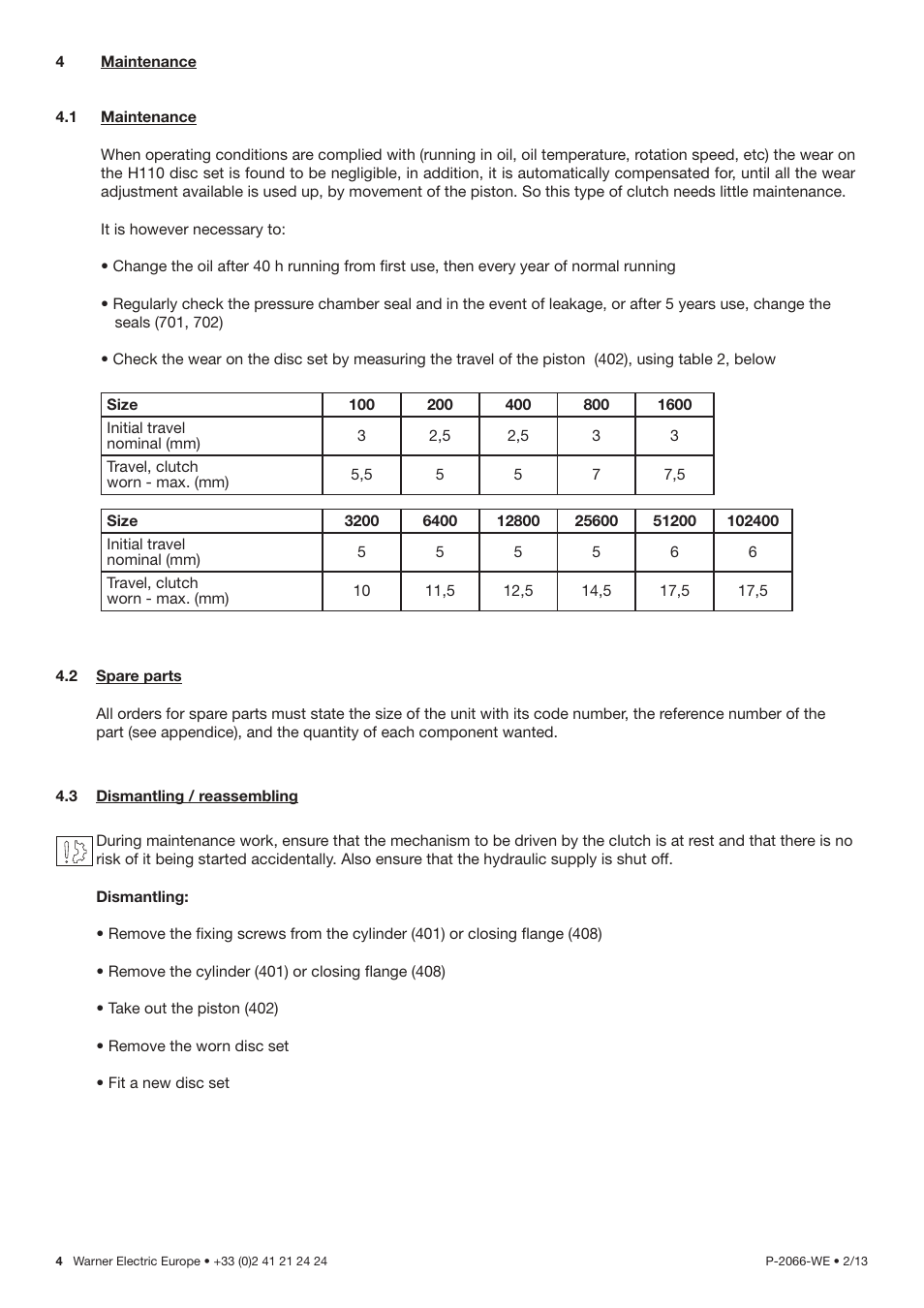 Warner Electric H 110 VAR00 User Manual | Page 4 / 8