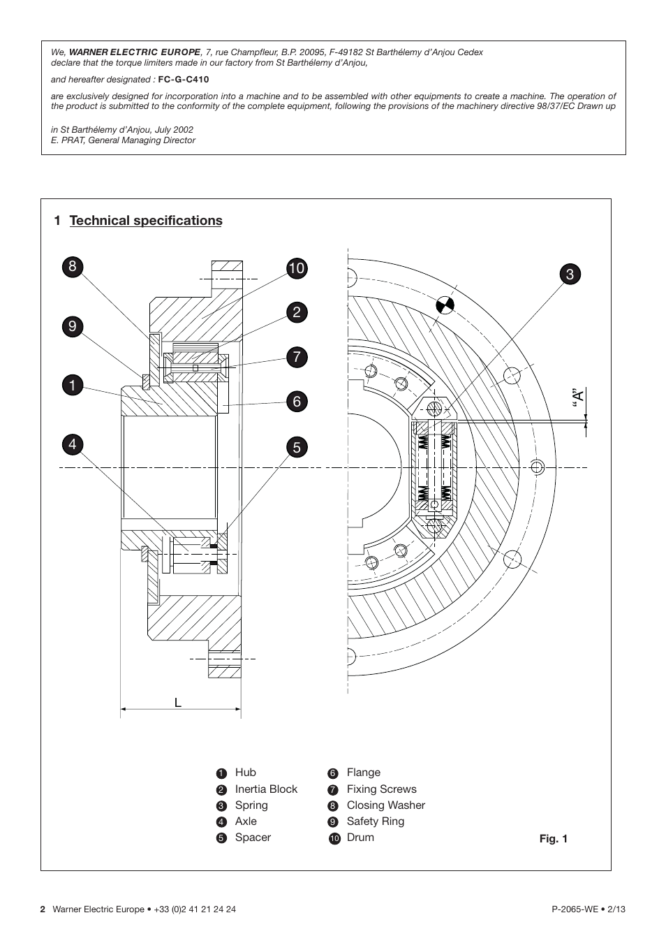 A ” 3 | Warner Electric FC-G-C410 User Manual | Page 2 / 8