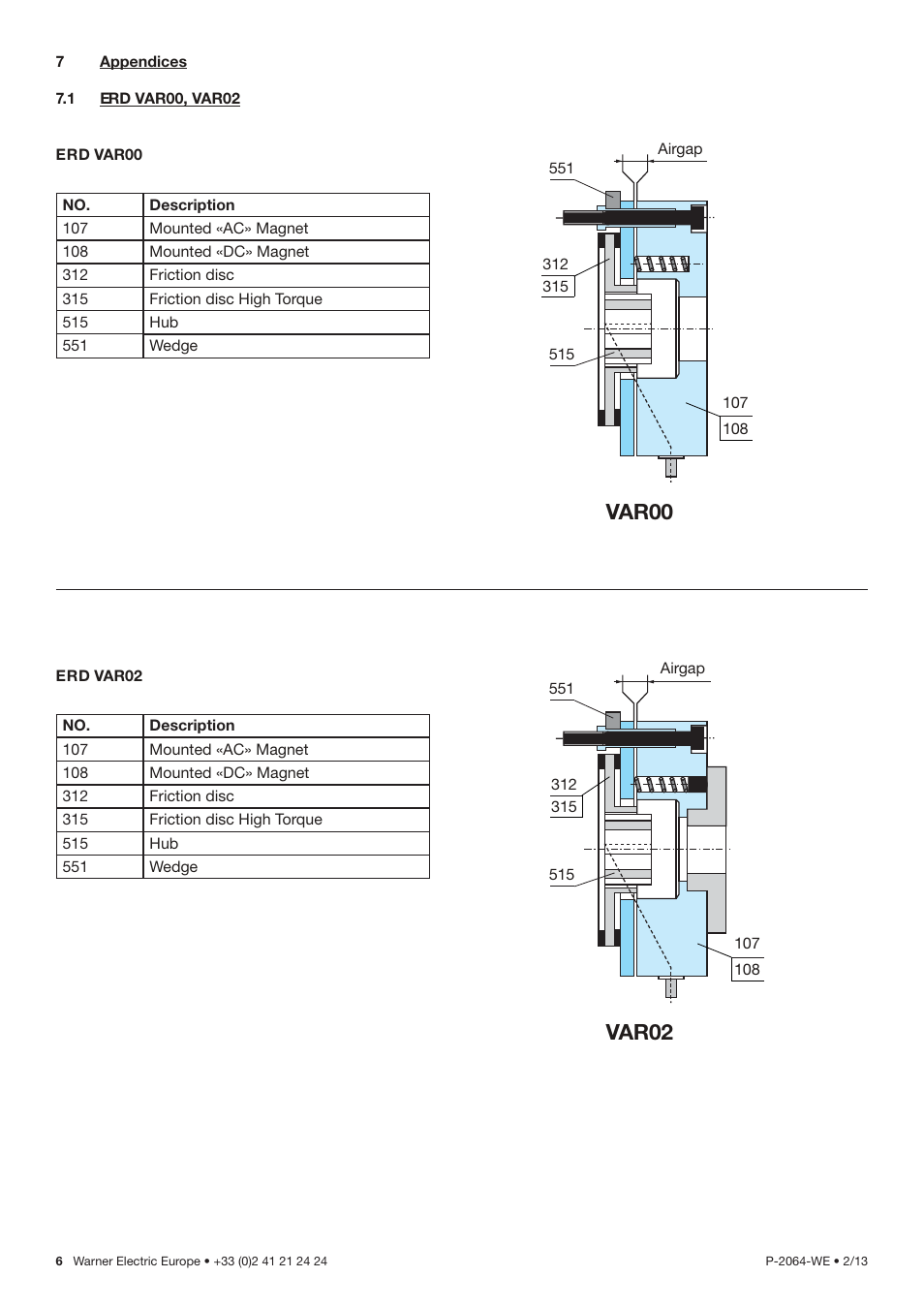 Var00, Var02 | Warner Electric ERDD Sizes 120 to 600 User Manual | Page 6 / 8