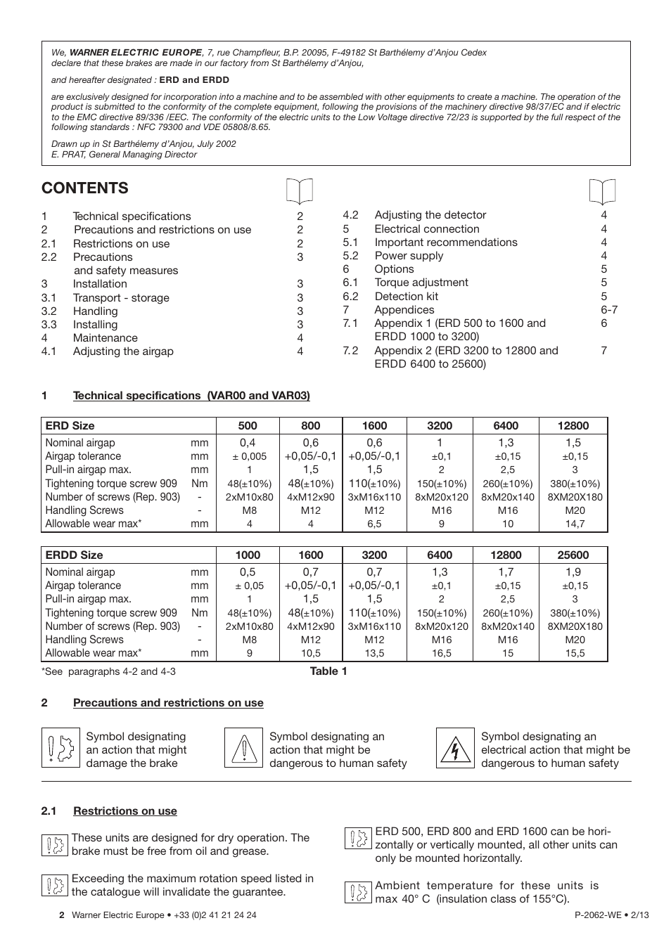 Warner Electric ERDD User Manual | Page 2 / 8