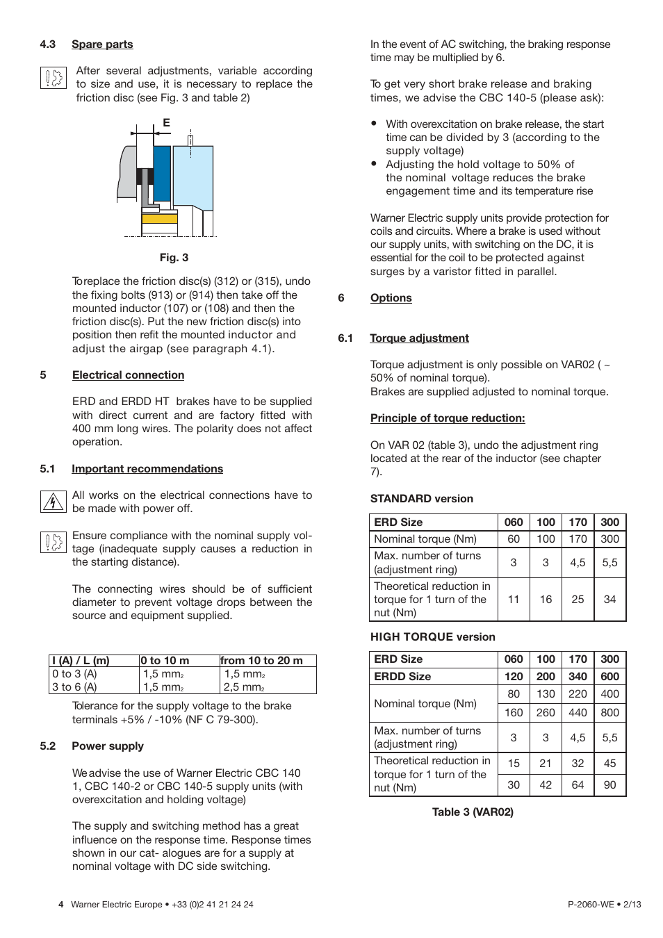 Warner Electric ERD Size 060 to 300 User Manual | Page 12 / 16