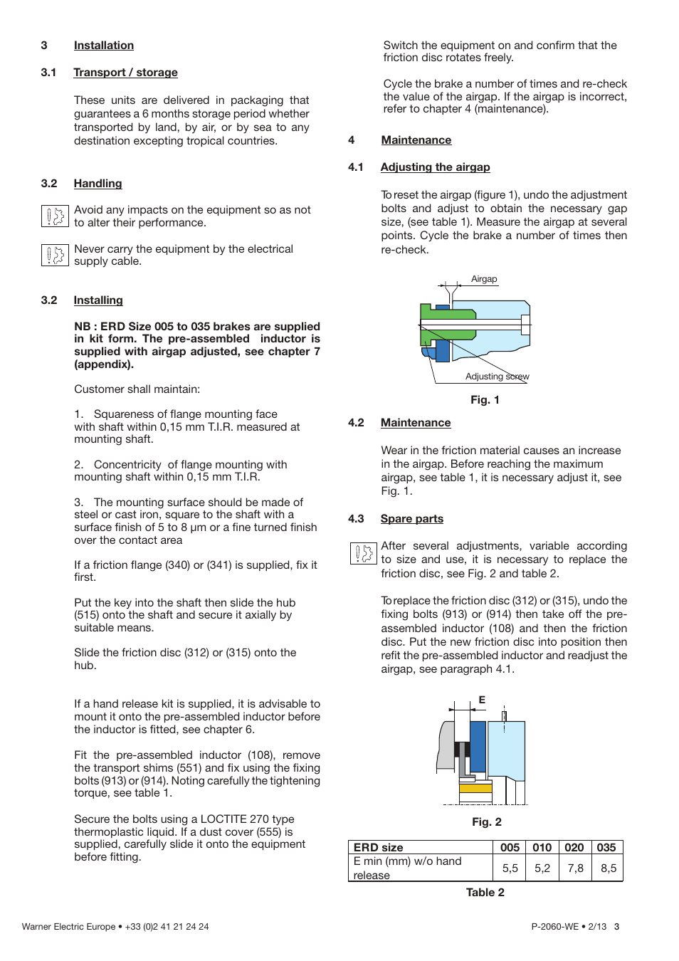 Warner Electric ERD Size 060 to 300 User Manual | Page 5 / 16