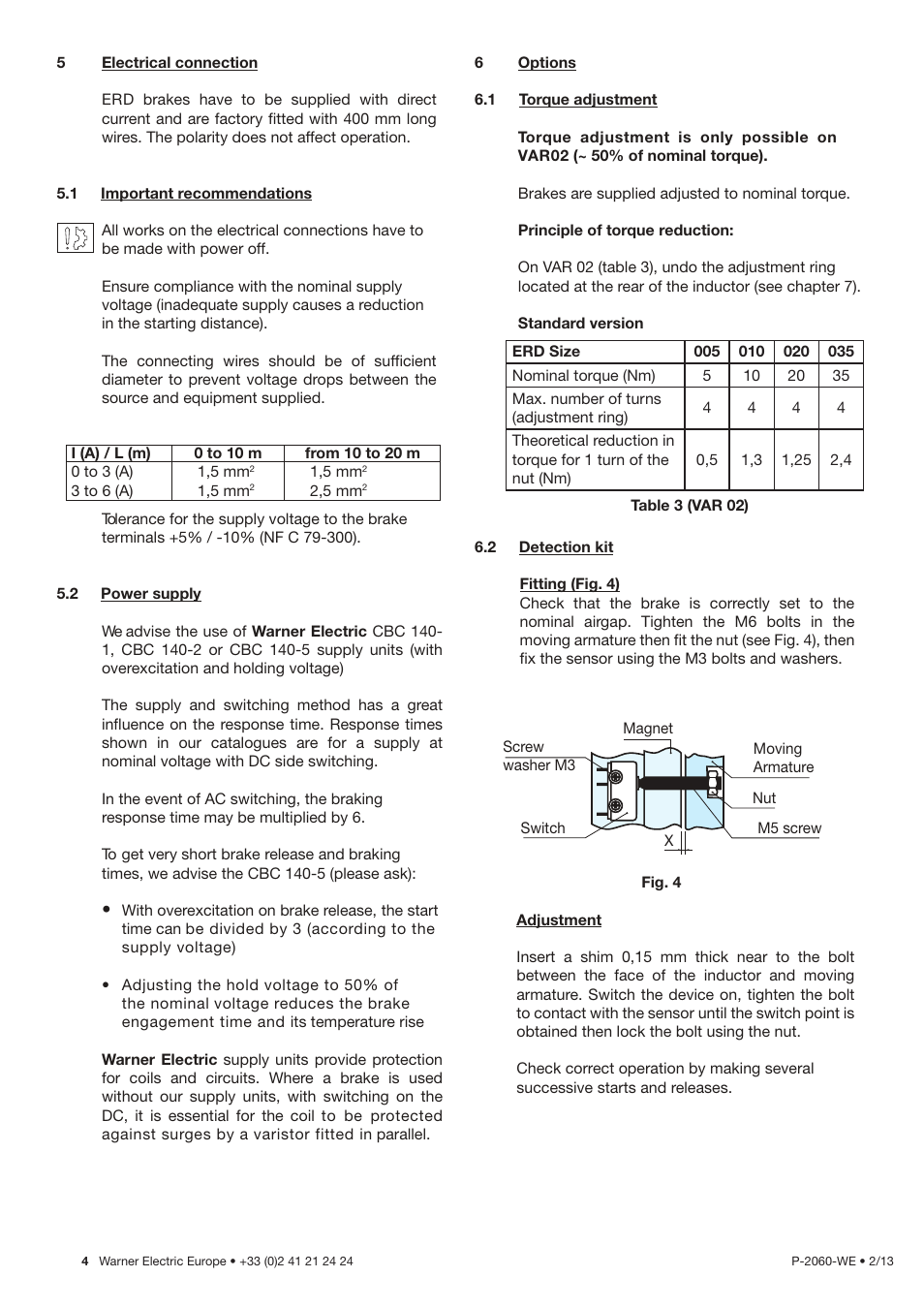 Warner Electric ERD Size 060 to 300 User Manual | Page 6 / 16