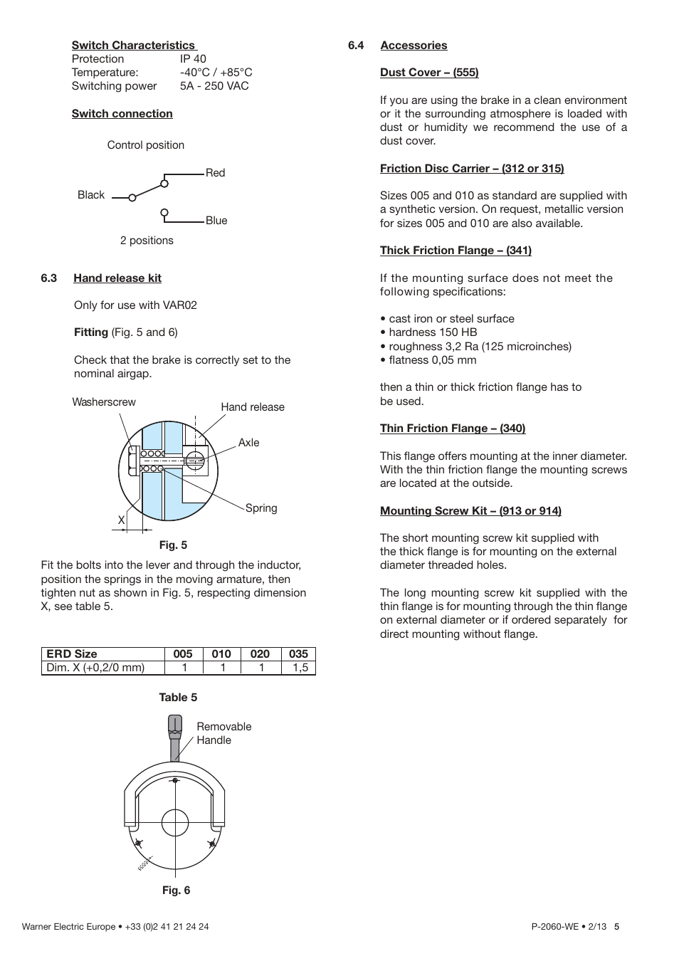 Warner Electric ERD Size 060 to 300 User Manual | Page 7 / 16