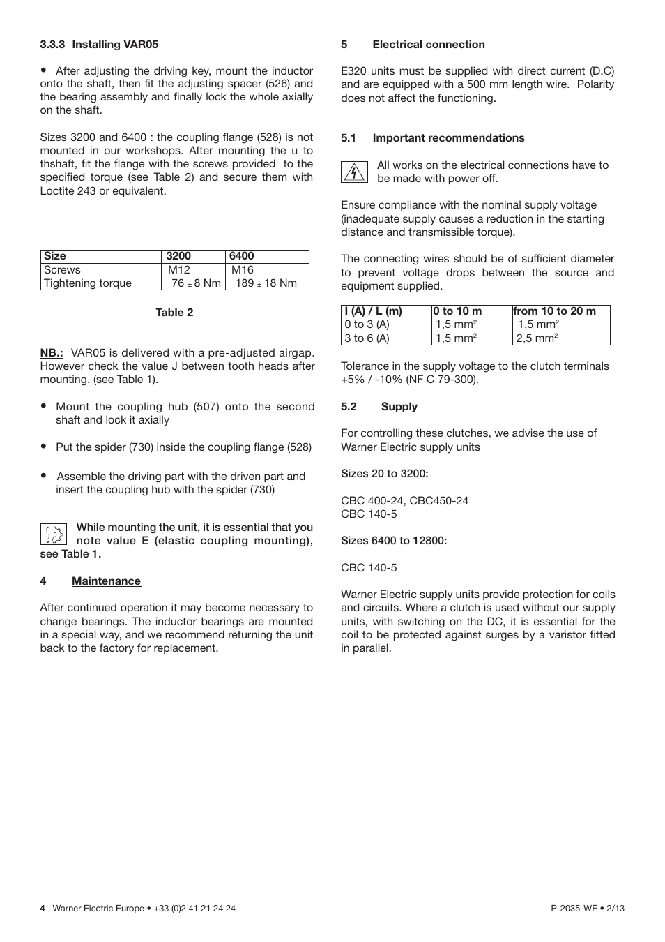 Warner Electric E320 User Manual | Page 4 / 7