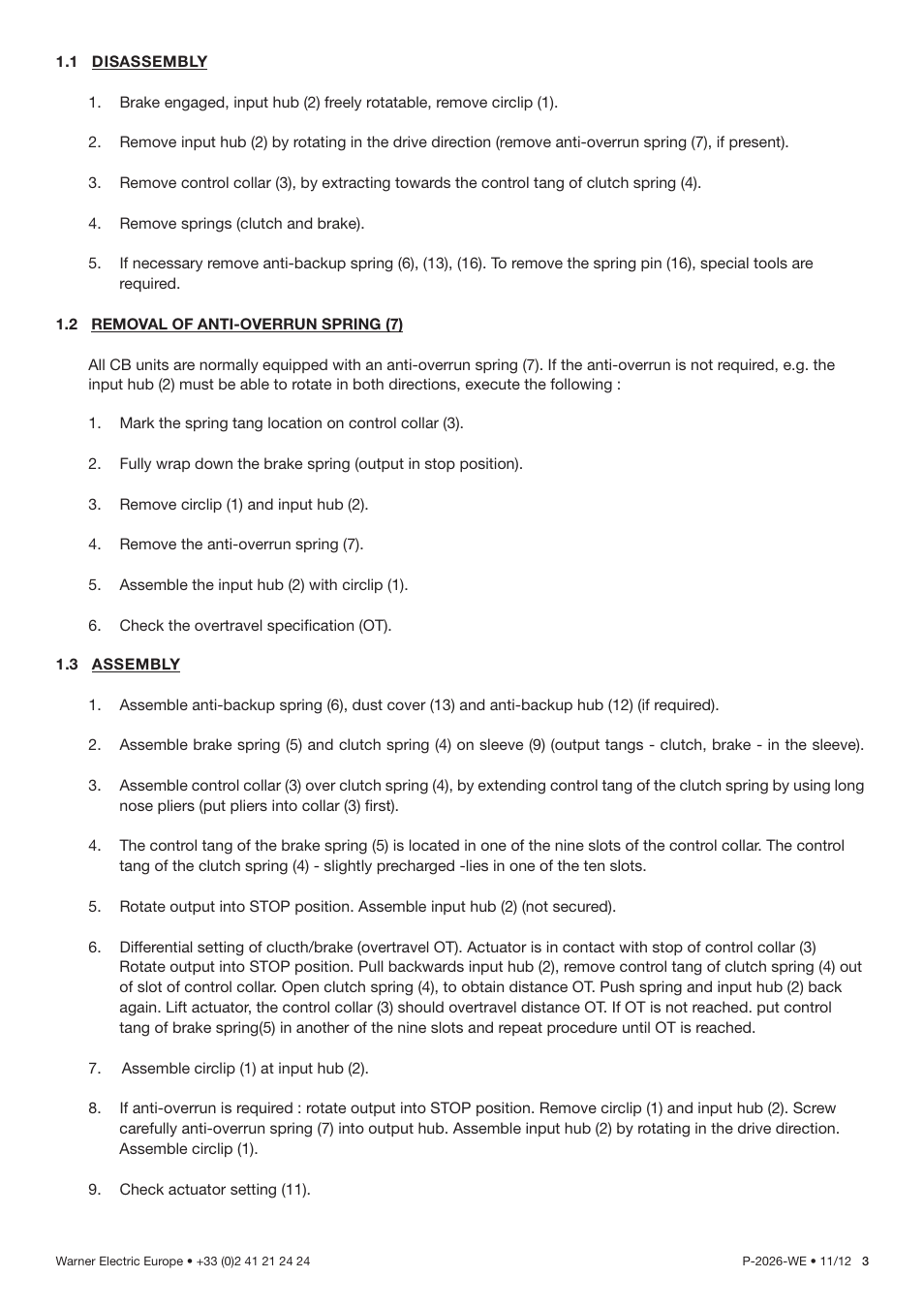 Warner Electric CB & Super CB Series Wrap Spring Clutches & Brakes User Manual | Page 3 / 8