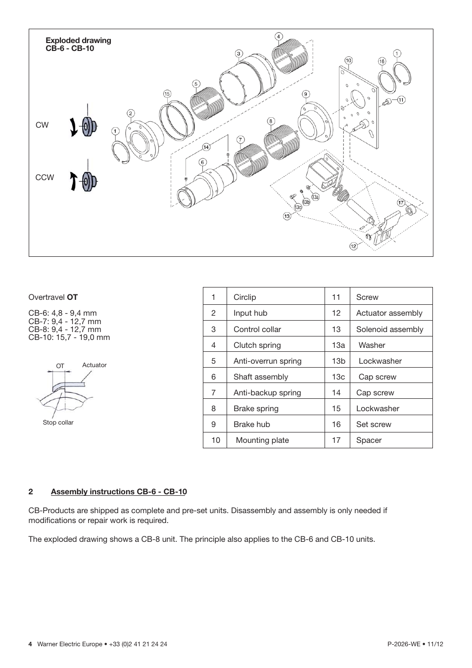 Warner Electric CB & Super CB Series Wrap Spring Clutches & Brakes User Manual | Page 4 / 8