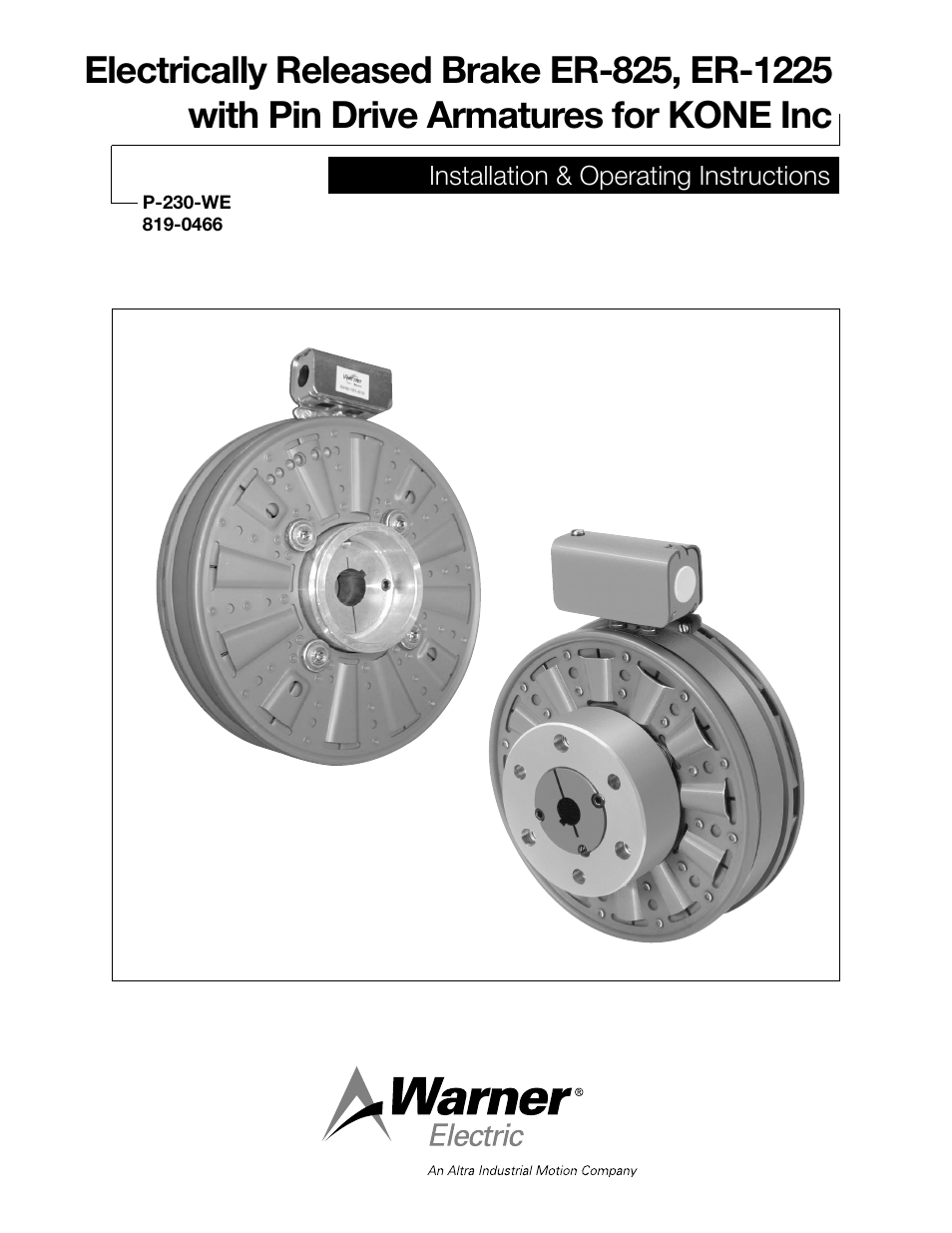 Warner Electric ER-1225 User Manual | 18 pages