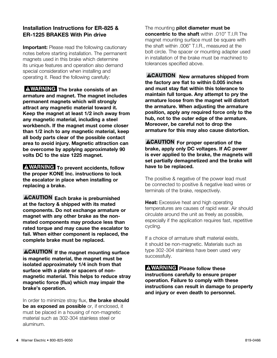 Warner Electric ER-1225 User Manual | Page 4 / 18