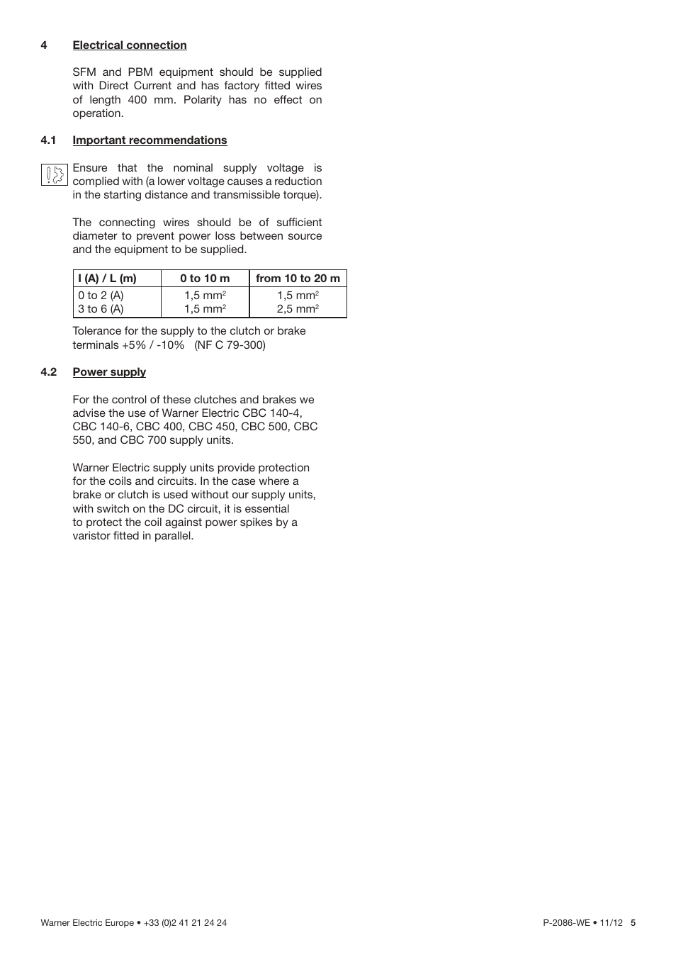 Warner Electric SFM and Brakes PBM Electro-Magnetic Single Disc User Manual | Page 5 / 8