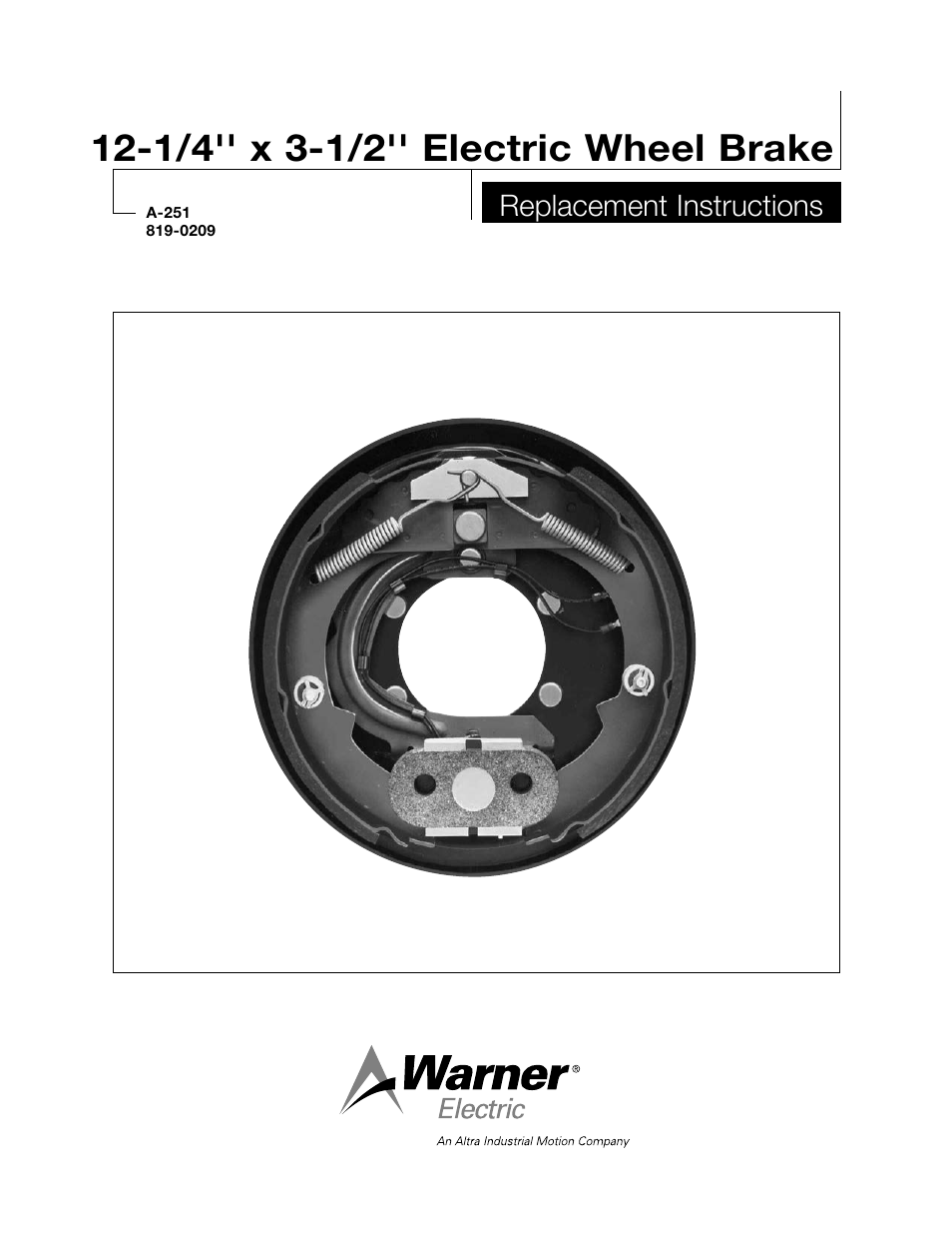 Warner Electric Electric Wheel Brake 12-1_4 x 3-1_2 Replacement User Manual | 26 pages