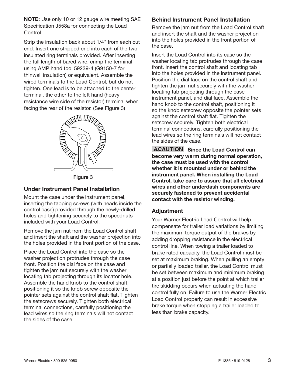 Warner Electric 1300-78 12 Volt Load Control User Manual | Page 3 / 4