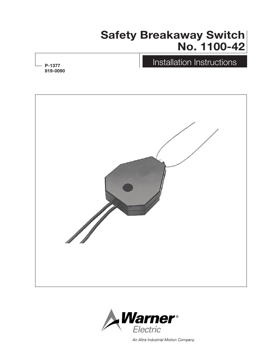 Warner Electric 1100-42 Safety Breakaway Switch User Manual | 4 pages