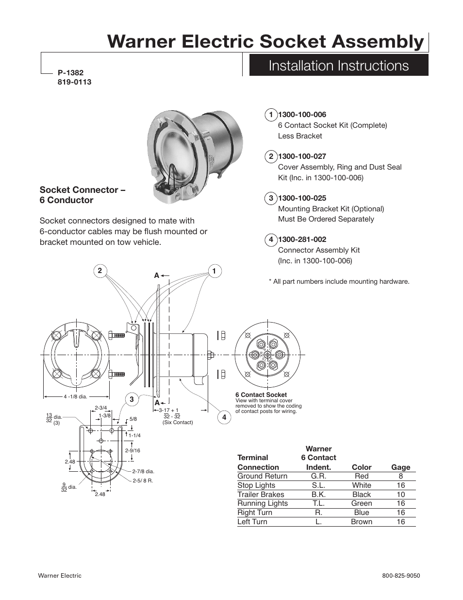 Warner Electric Electric Socket Assembly Installation User Manual | 2 pages