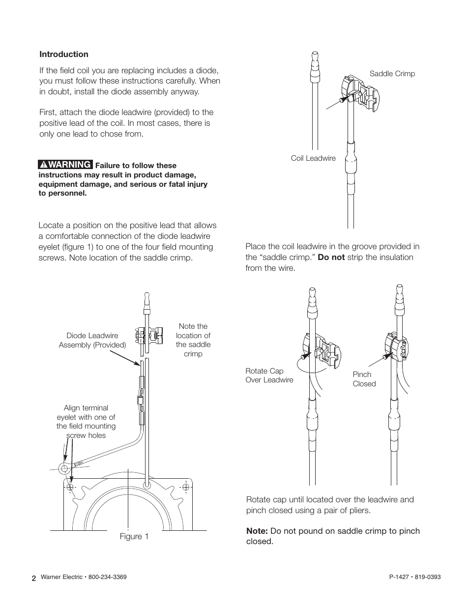 Warner Electric Diode Installation User Manual | Page 2 / 4