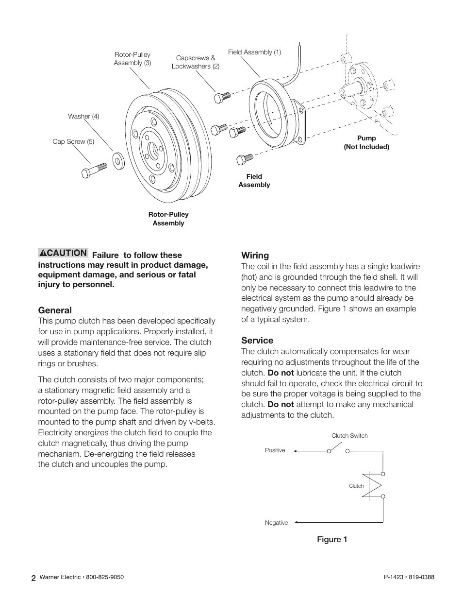 Warner Electric Pump Clutch Installation User Manual | Page 2 / 4