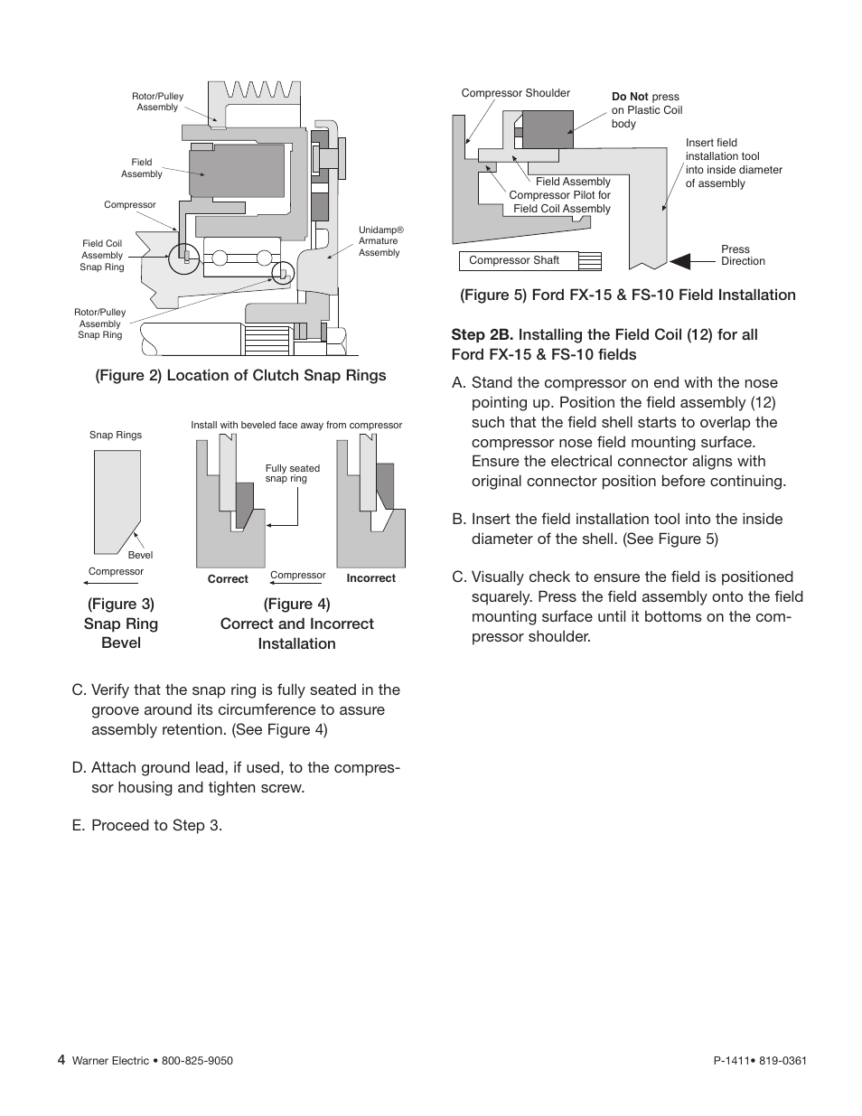 Warner Electric Compressor Clutch Replacement Procedure User Manual | Page 4 / 6