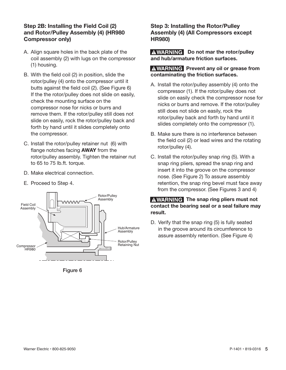 Warner Electric Compressor Clutch Replacement Procedure User Manual | Page 5 / 8