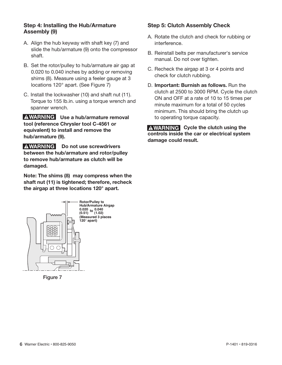 Warner Electric Compressor Clutch Replacement Procedure User Manual | Page 6 / 8