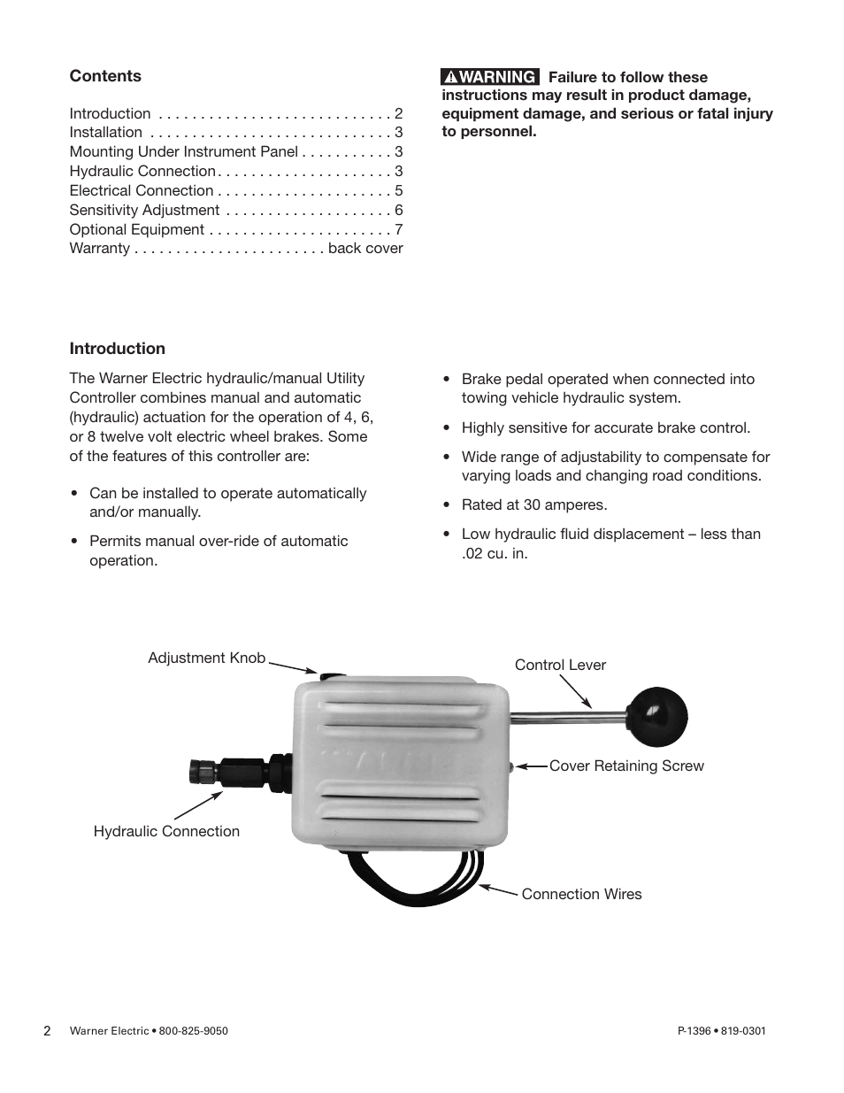 Warner Electric 1300-76 12 Volt Utility Controller for 4, 6, or 8 User Manual | Page 2 / 8