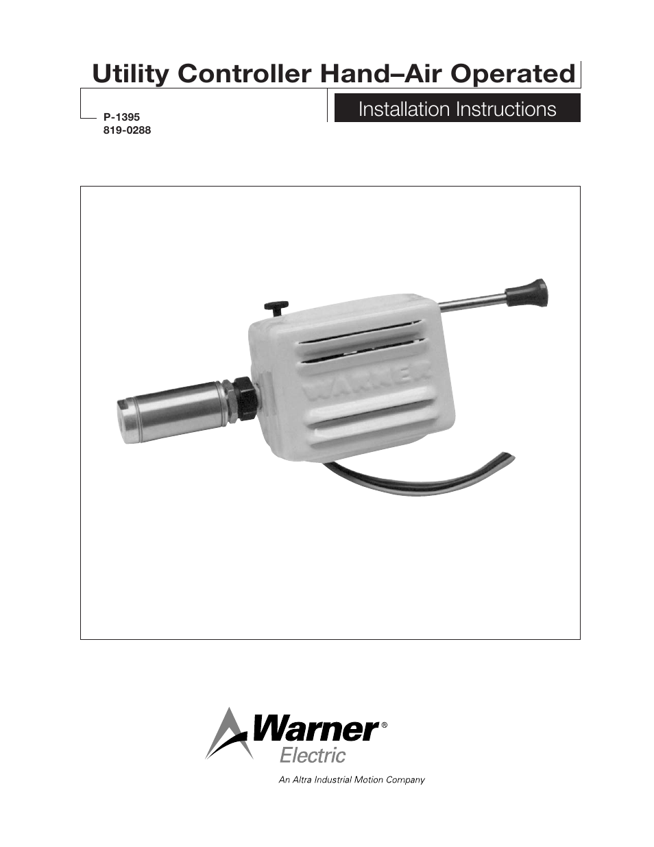 Warner Electric Utility Controller Hand–Air Operated User Manual | 8 pages