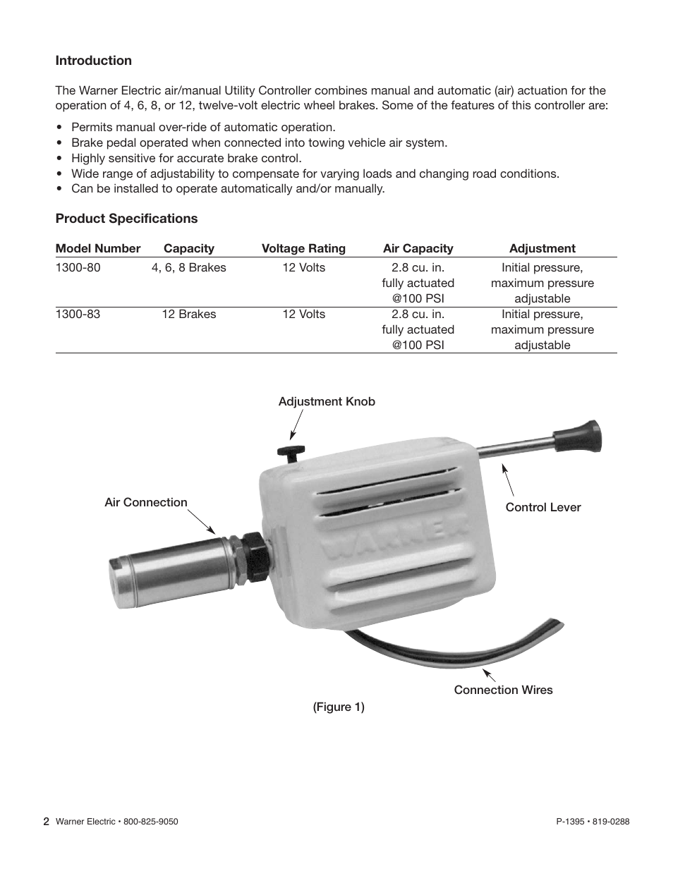 Warner Electric Utility Controller Hand–Air Operated User Manual | Page 2 / 8