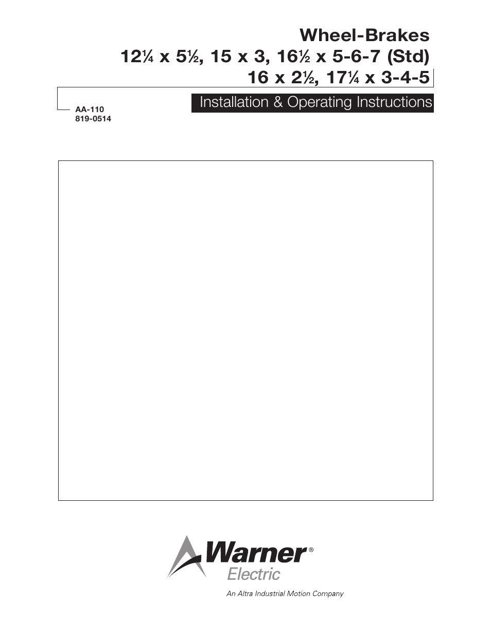 Warner Electric Wheel-Brakes (Std) User Manual | 24 pages