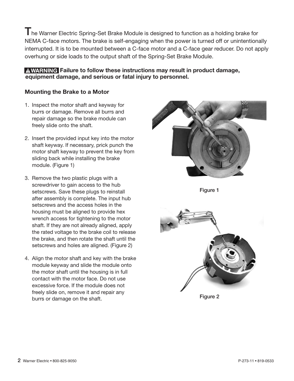 Warner Electric Gen 2 Spring-Set Brake Module EM-50 ERS, EM-180 ERS User Manual | Page 2 / 4