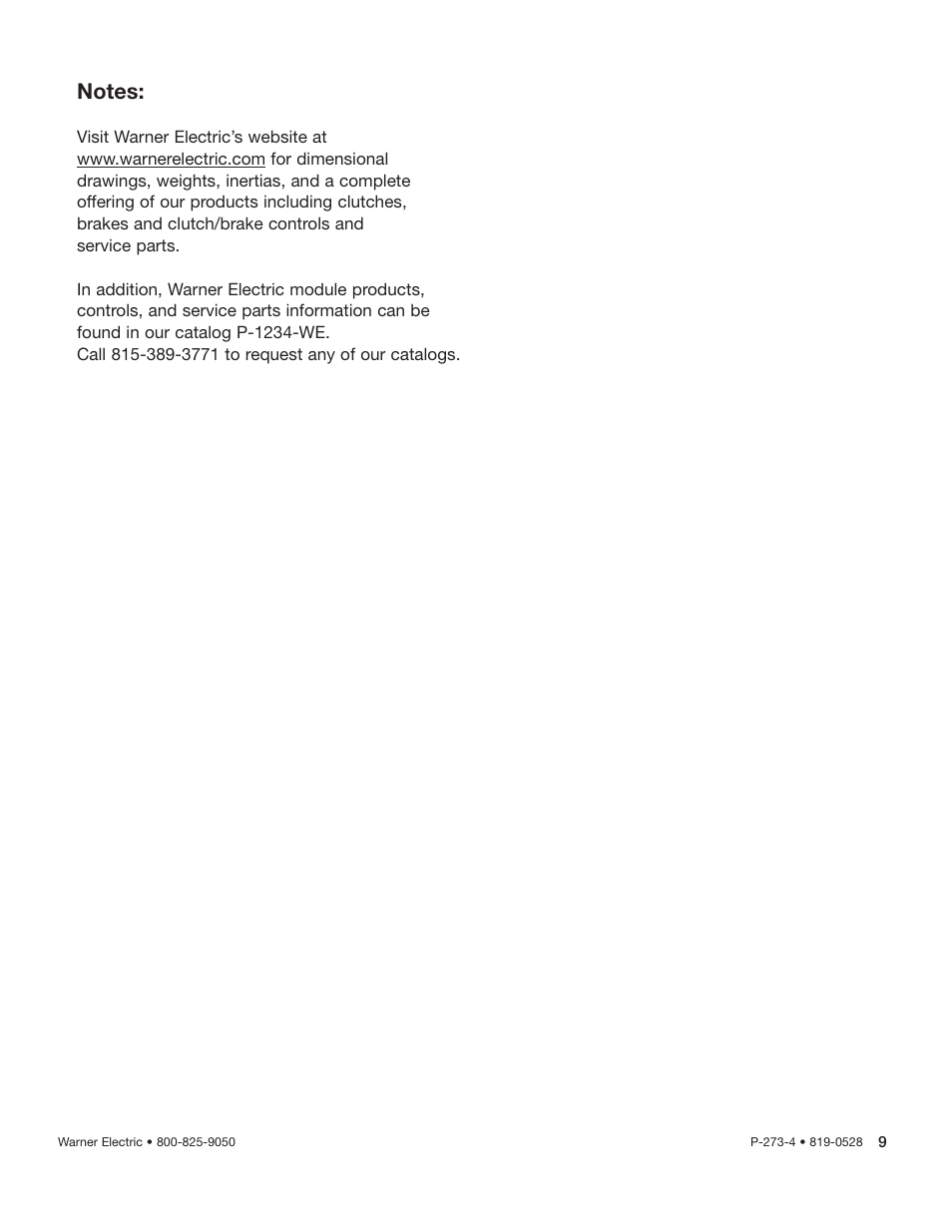 Warner Electric Gen 2 Clutch_Brake UniModule UM-50, UM-100, UM-180 User Manual | Page 9 / 10
