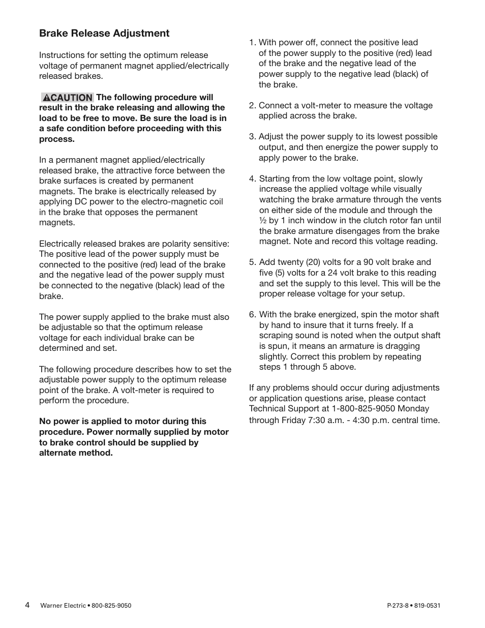Warner Electric Gen 2 Electrically Released Motor Brake Module for EM-MBFB and EUM-MBFB User Manual | Page 4 / 6