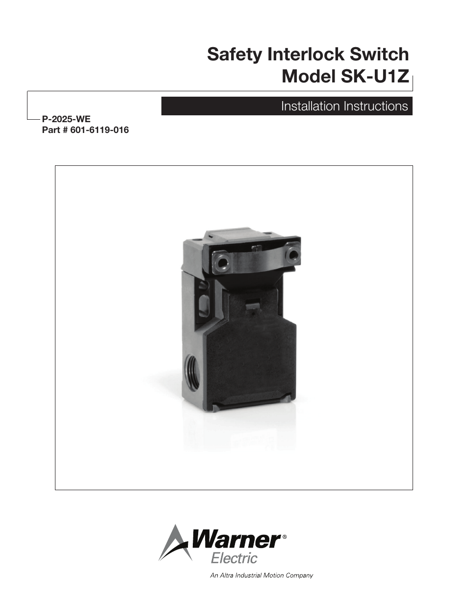 Warner Electric SK-U1Z User Manual | 6 pages