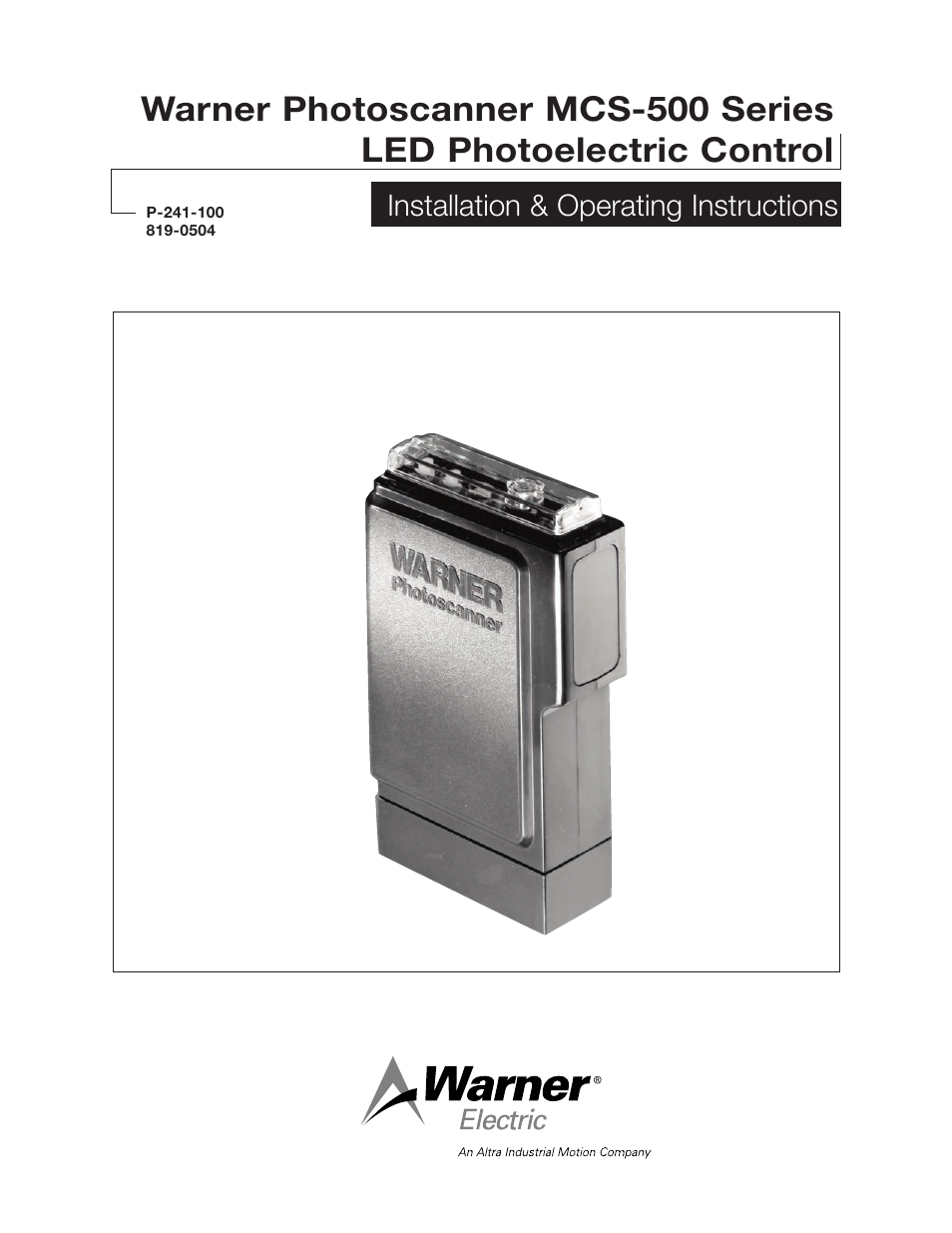 Warner Electric MCS-500 Series LED Photoelectric Control User Manual | 6 pages