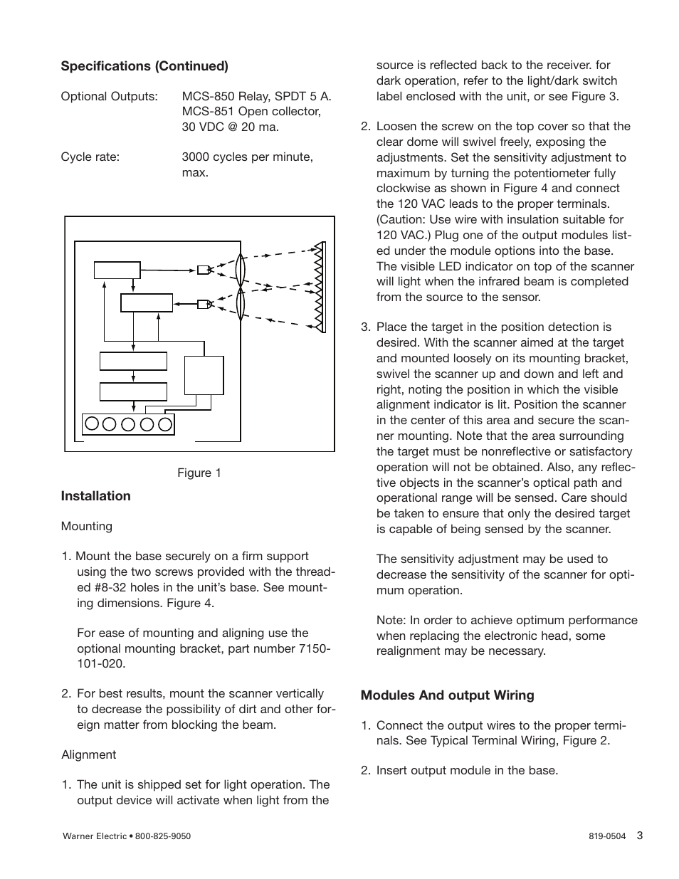 Warner Electric MCS-500 Series LED Photoelectric Control User Manual | Page 3 / 6