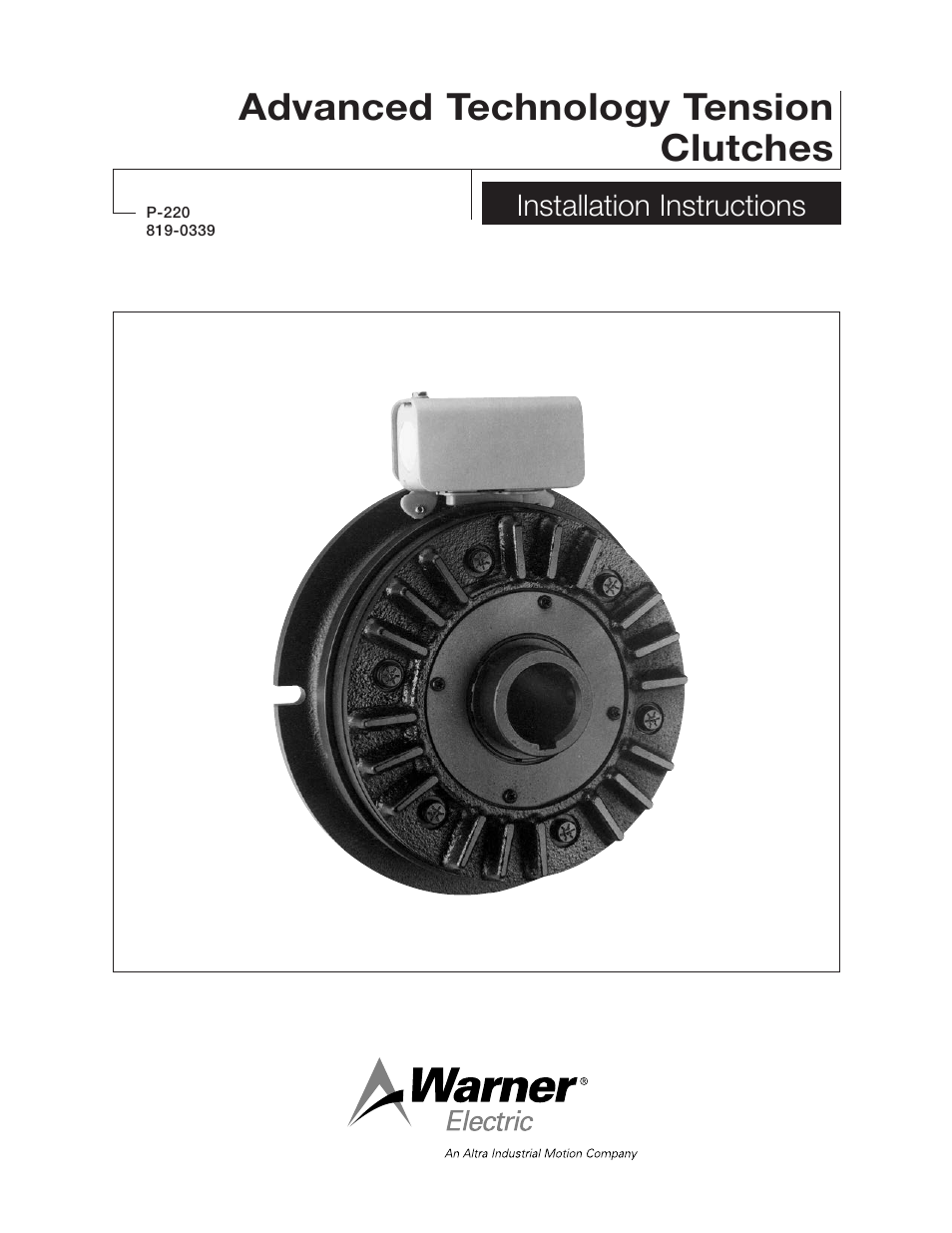 Warner Electric Advanced Technology Tension Clutches User Manual | 20 pages