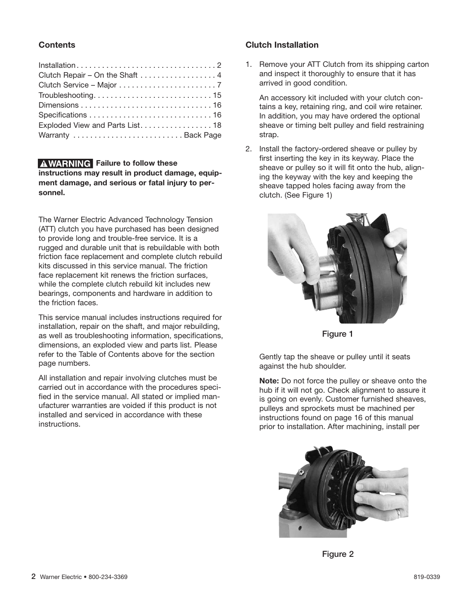 Warner Electric Advanced Technology Tension Clutches User Manual | Page 2 / 20